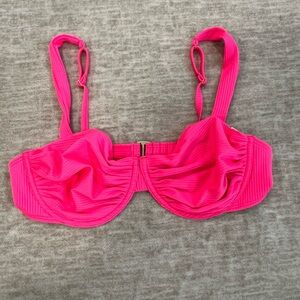 Hollister Hot Pink Ribbed Swimsuit Top